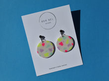 Load image into Gallery viewer, NEON TERRAZZO - Round Dangle with black ball top
