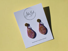 Load image into Gallery viewer, FOR THE LOVE OF GATSBY - MAUVE - Deco Fan Dangle with gold disc top
