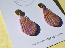 Load image into Gallery viewer, FOR THE LOVE OF GATSBY - MAUVE - Deco Fan Dangle with gold disc top
