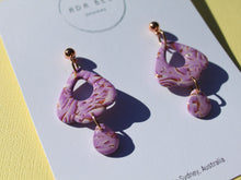 Load image into Gallery viewer, FOR THE LOVE OF GATSBY - MAUVE - Deco Petal Dangle with drop and rose gold ball top
