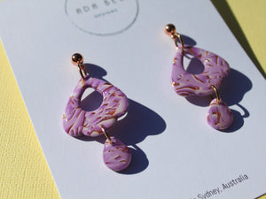 FOR THE LOVE OF GATSBY - MAUVE - Deco Petal Dangle with drop and rose gold ball top