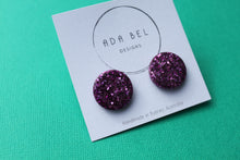 Load image into Gallery viewer, GLITTER FEVER- MATTE PURPLE Round Stud
